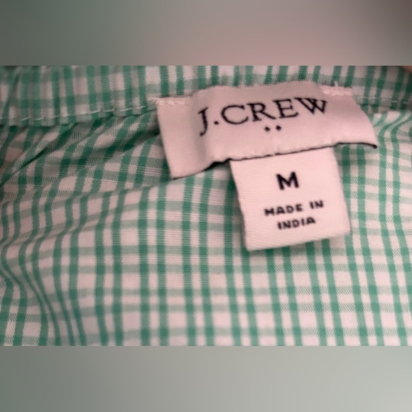 J Crew Factory Women’s Medium Green Gingham Cotton Blend Spring Tiered Dress - Picture 11 of 15